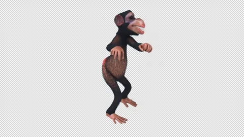 Fun 3D cartoon monkey dancing (with alpha channel) Stock Footage 334650074