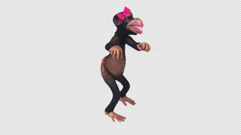Fun 3D cartoon monkey dancing (with alpha channel) Stock Footage 334650083