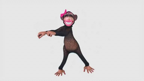 Fun 3D cartoon monkey dancing (with alpha channel) Vídeos de archivo 334650084