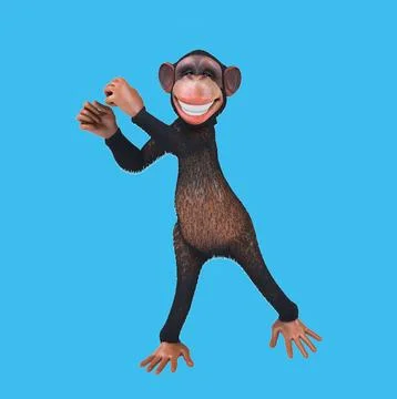 Fun 3D cartoon monkey dancing Illustrazione stock