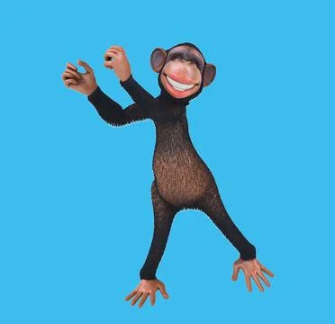 Fun 3D cartoon monkey dancing Stock Illustration