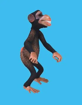 Fun 3D cartoon monkey dancing Stock Illustration