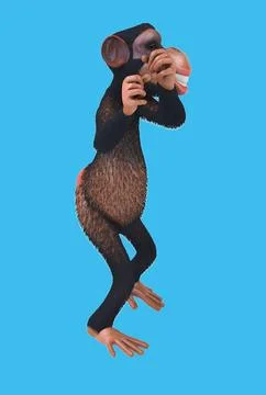 Fun 3D cartoon monkey dancing Stock Illustration