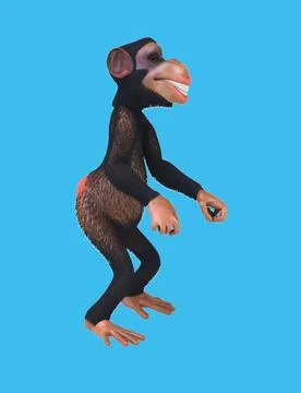 Fun 3D cartoon monkey dancing Illustrazione stock