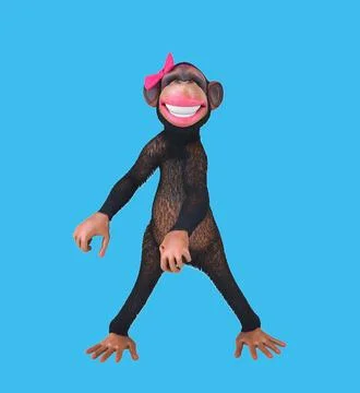 Fun 3D cartoon monkey dancing Stockillustratie