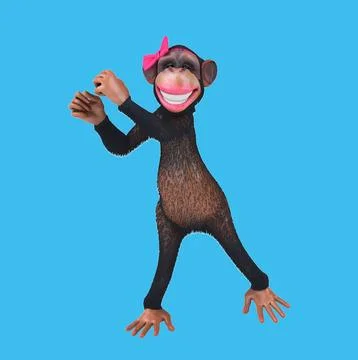 Fun 3D cartoon monkey dancing Illustrazione stock