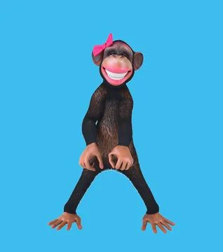 Fun 3D cartoon monkey dancing Illustrazione stock