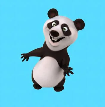 Fun 3D cartoon panda dancing Stock Photos