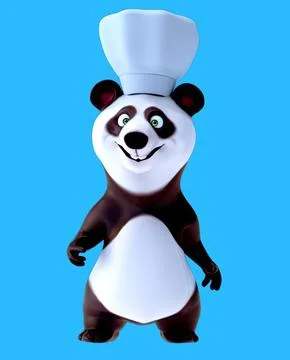 Fun 3D cartoon panda talking and presenting Stock Photos