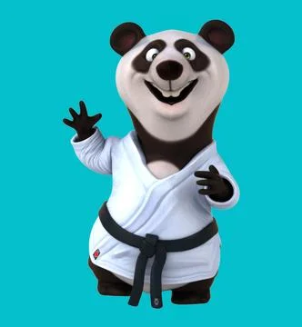 Fun 3d cartoon panda waving (with alpha channel) Stock Illustration
