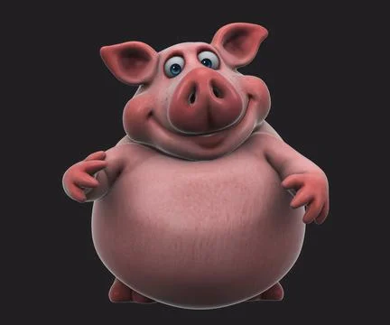 Fun 3D cartoon pig talking (with alpha channel) Stock Illustration