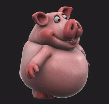 Fun 3D cartoon pig talking (with alpha channel) Stock Illustration