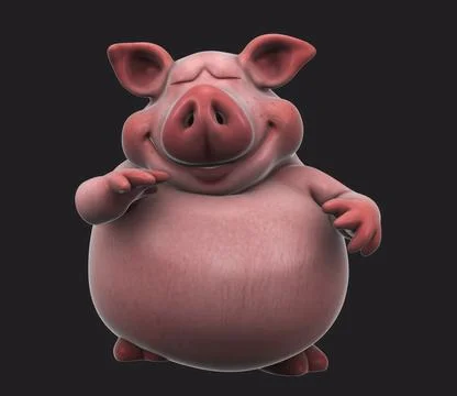 Fun 3D cartoon pig talking (with alpha channel) Stock Illustration