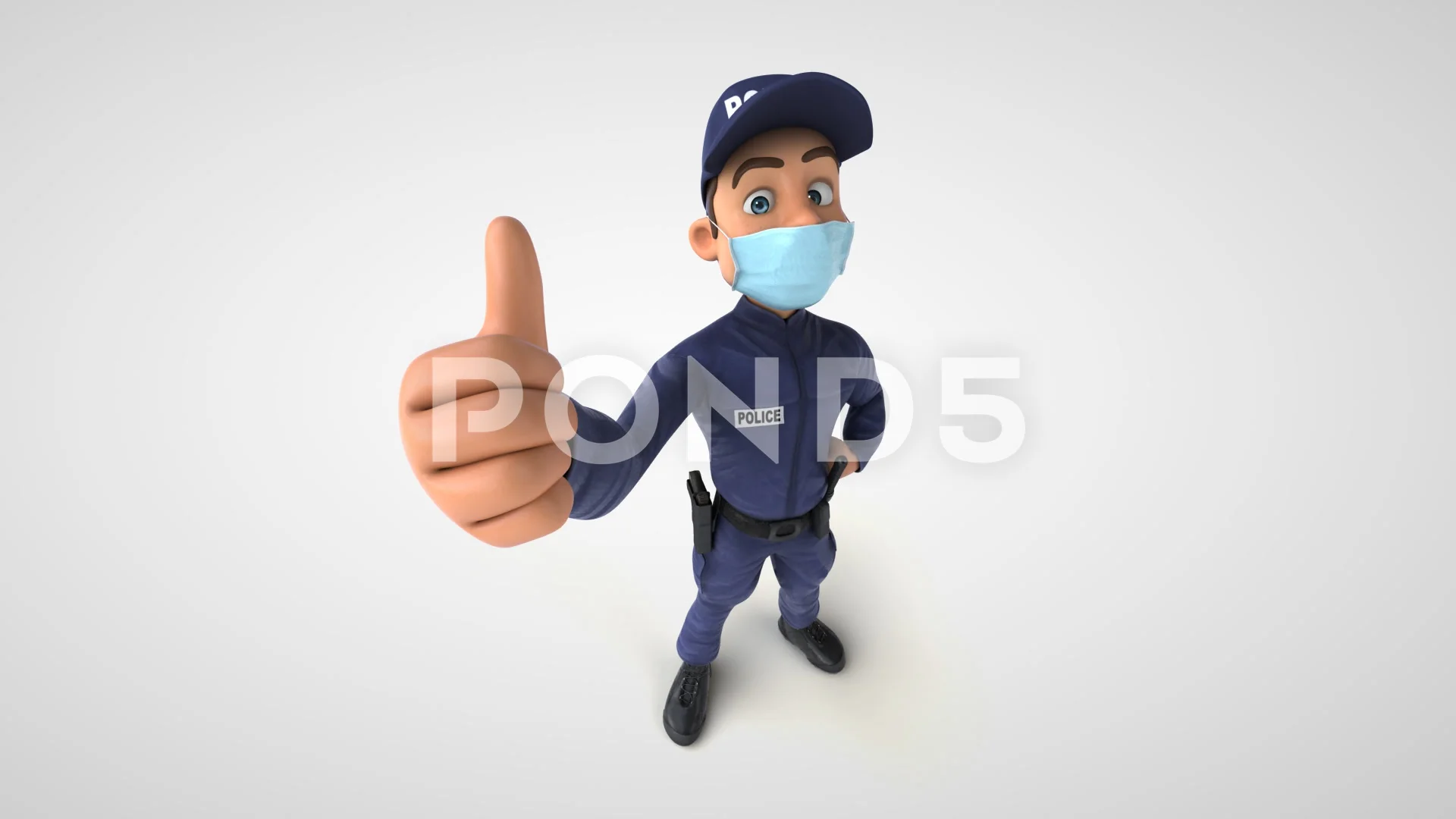 Fun 3D cartoon police officer with a mas... | Stock Video | Pond5