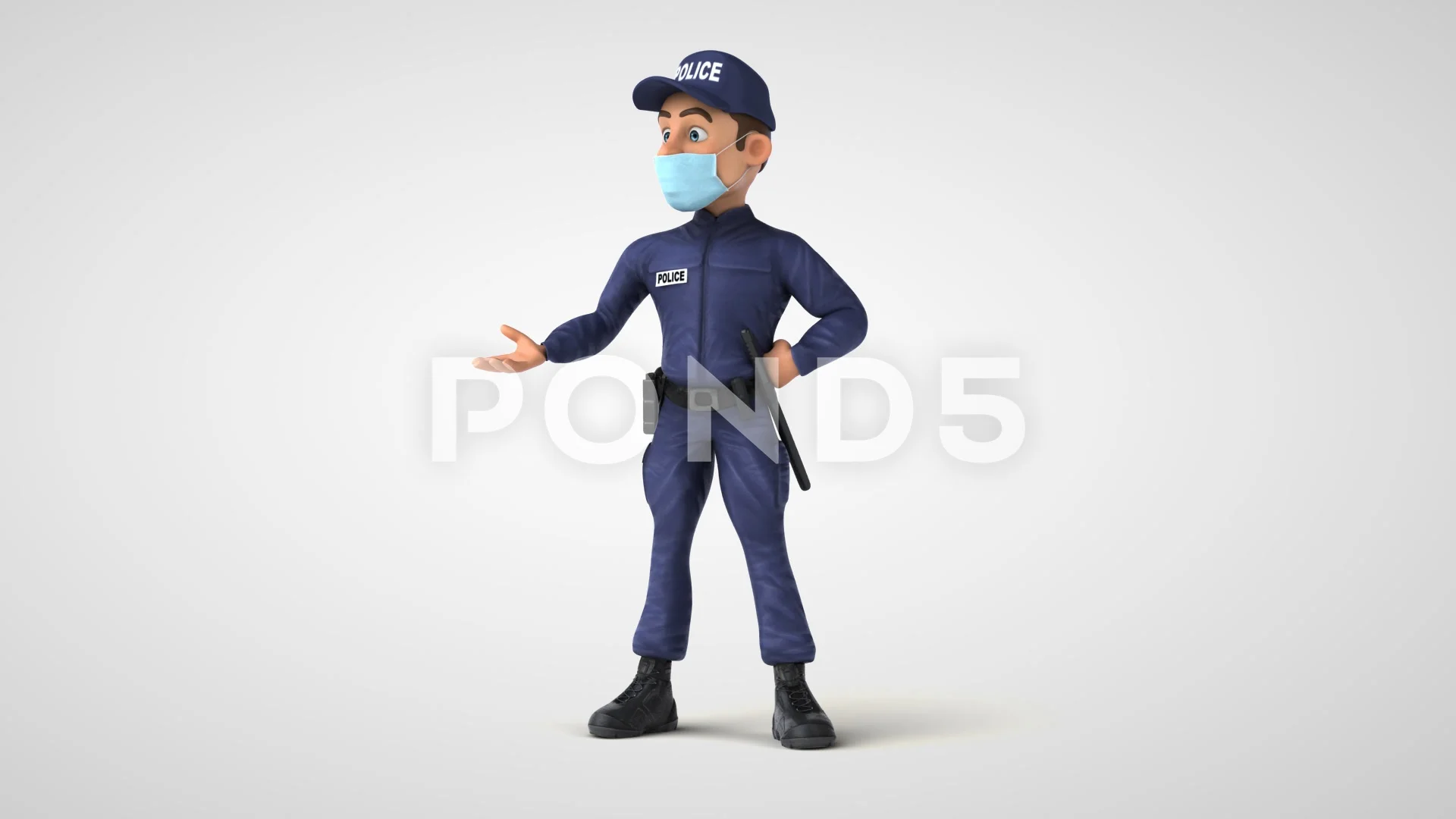 Fun 3D cartoon police officer with a mas... | Stock Video | Pond5