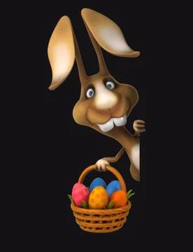 Fun 3D cartoon rabbit with easter eggs (on alpha) Stock Illustration