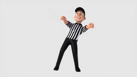 Fun 3D cartoon referee dancing (with alpha channel) Video stock 285523489