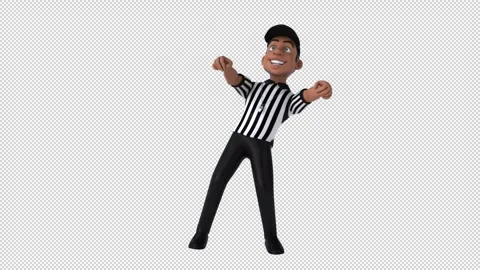 Fun 3D cartoon referee dancing (with alpha channel) Video stock 285523600