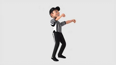 Fun 3D cartoon referee dancing (with alpha channel) Video stock 285523720