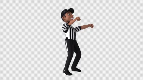 Fun 3D cartoon referee dancing (with alpha channel) Video stock 285523858