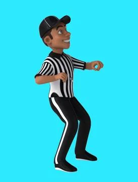 Fun 3D cartoon referee dancing (with alpha channel) Stock Illustration