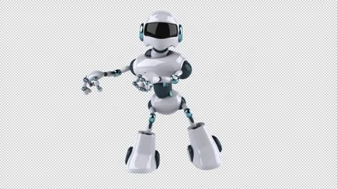 Fun 3D cartoon robot dancing (with alpha channel) Stock Footage 334650089