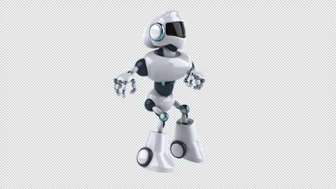 Fun 3D cartoon robot dancing (with alpha channel) Stock Footage 334650109
