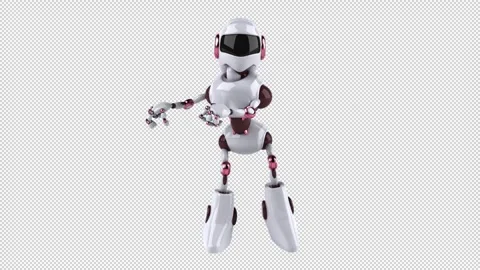 Fun 3D cartoon robot dancing (with alpha channel) Stock Footage 334650111