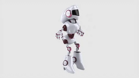 Fun 3D cartoon robot dancing (with alpha channel) Stock Footage 334650127