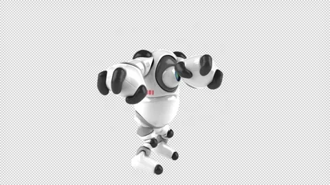 Fun 3D cartoon robot dancing (with alpha channel) Stock Footage 334650131