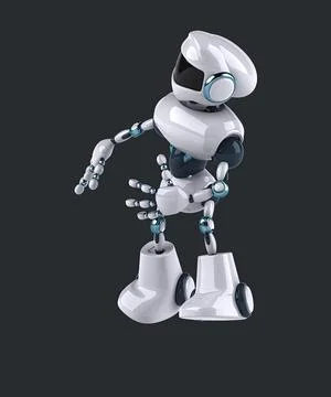 Fun 3D cartoon robot dancing Stock Illustration