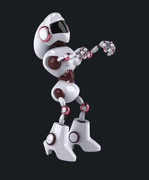 Fun 3D cartoon robot dancing Stock Illustration