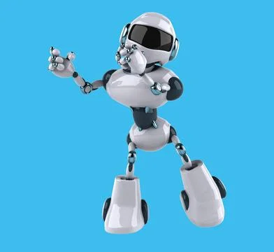 Fun 3D cartoon robot dancing Stock Illustration