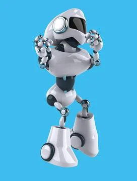 Fun 3D cartoon robot dancing Stock Illustration