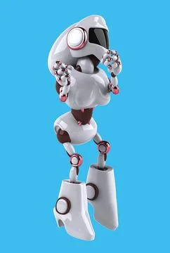 Fun 3D cartoon robot dancing Illustrazione stock