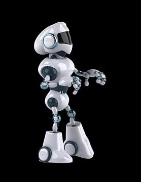 Fun 3D cartoon robot doing a fit dance Stock Illustration