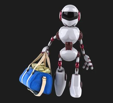 Fun 3D cartoon robot with money Stock Illustration