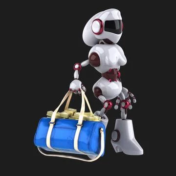Fun 3D cartoon robot with money Stock Illustration