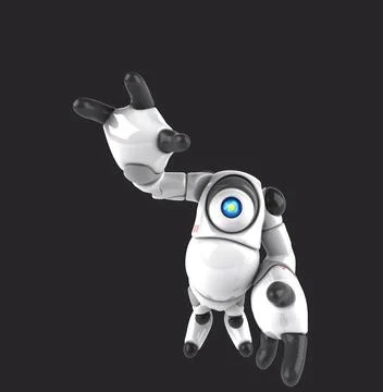 Fun 3D cartoon robot waving (with alpha channel) Illustrazione stock