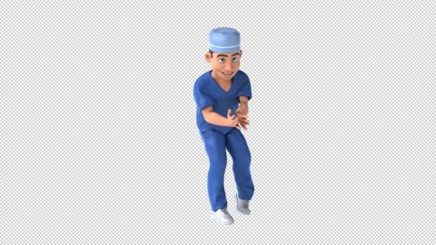 Fun 3D cartoon scrubs (with alpha channel) Stock Footage 337021701