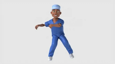 Fun 3D cartoon scrubs (with alpha channel) Stock Footage 337021736