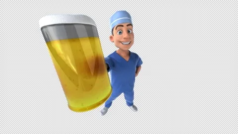 Fun 3D cartoon scrubs (with alpha channel) Stock Footage 337021940