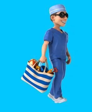 Fun 3D Cartoon Scrubs Animation Stock Illustration