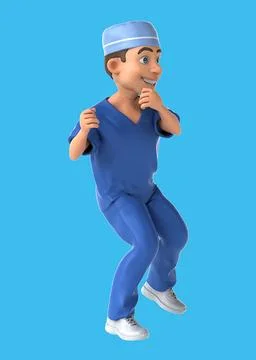 Fun 3D cartoon scrubs dancing Illustrazione stock