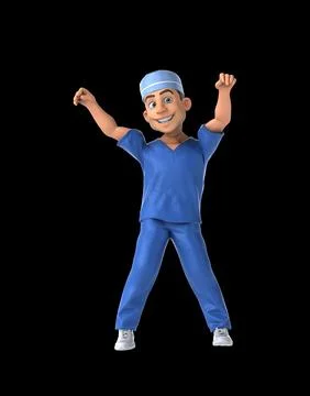 Fun 3D cartoon scrubs doing a fit dance Stock Illustration