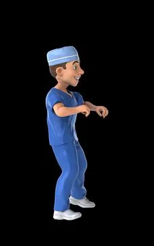 Fun 3D cartoon scrubs doing a fit dance Stock Illustration