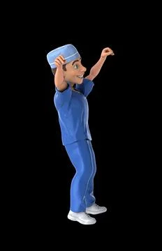 Fun 3D cartoon scrubs doing a fit dance Stock Illustration
