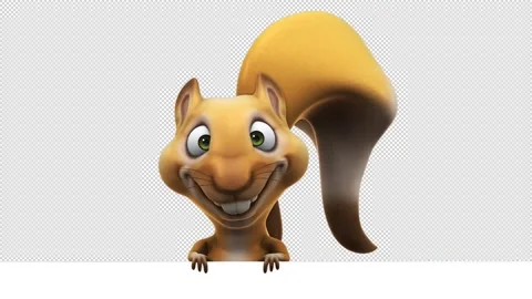 Fun 3D cartoon squirrel (with alpha channel included) Stock Footage 228985009