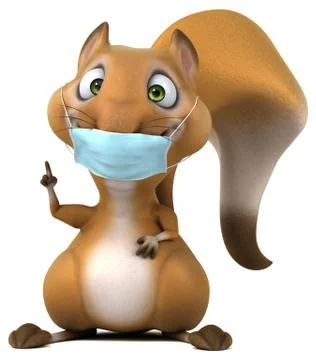 Fun 3D cartoon squirrel with a mask Stock Illustration