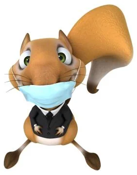Fun 3D cartoon squirrel with a mask Stock Illustration